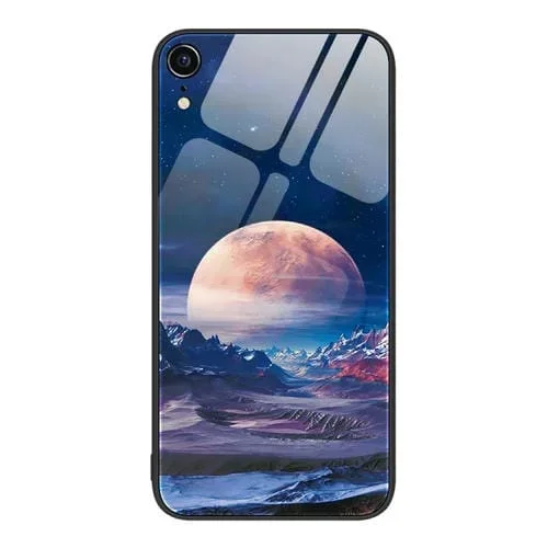Estuche de Teléfono iPhone Xr Vidrio Pintado Colorido (Moon Hill)