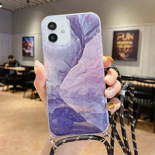 Estuche de Teléfono Lanyard Patrón Mármol iPhone 13 Pro (6)