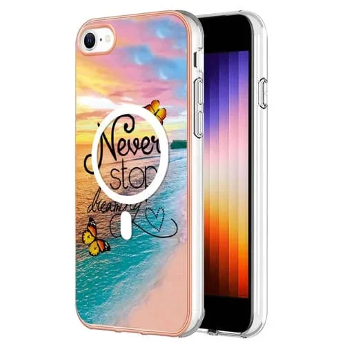 Estuche de teléfono TPU Magsafe iPhone 8 Se 2022 2020 doble cara patrón Mármol (Mariposa de Ensueño)