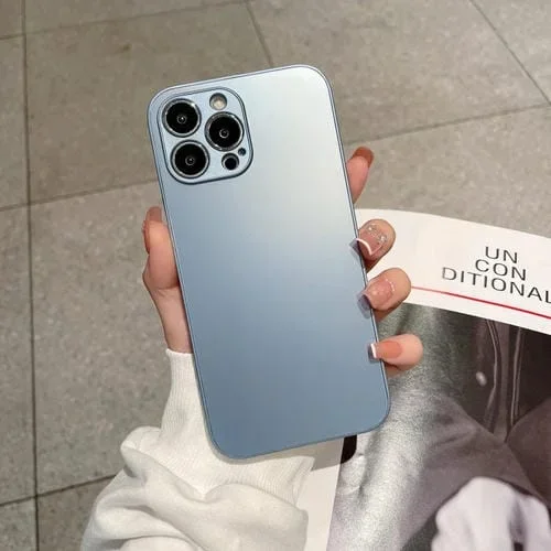 Estuche de Teléfono Vidrio Templado Esmerilado para iPhone 11 Pro Max (Azul)