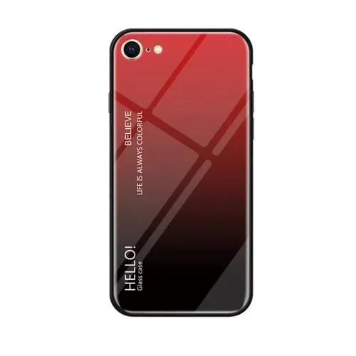 Estuche de Vidrio para iPhone Se 2020 y 8 y 7 Color Degradado (Rojo)