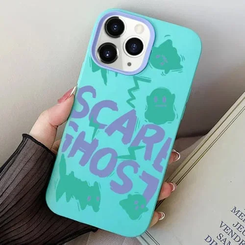 Estuche híbrido para iPhone 11 Pro Max Scared Ghost PC y TPU (Cian Cielo)