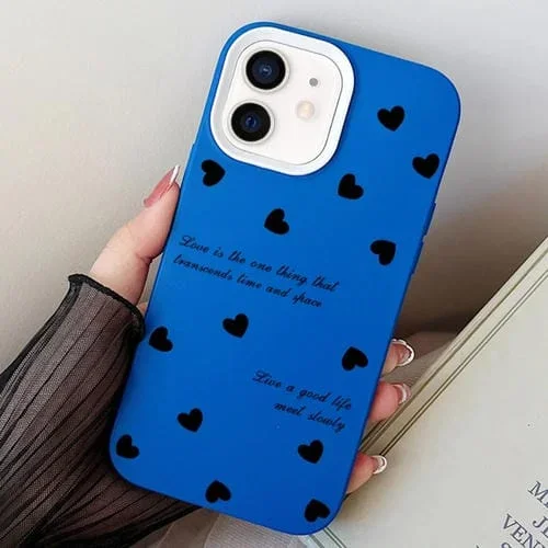 Estuche híbrido para iPhone 12 Mini Love Hearts PC y TPU (Azul)