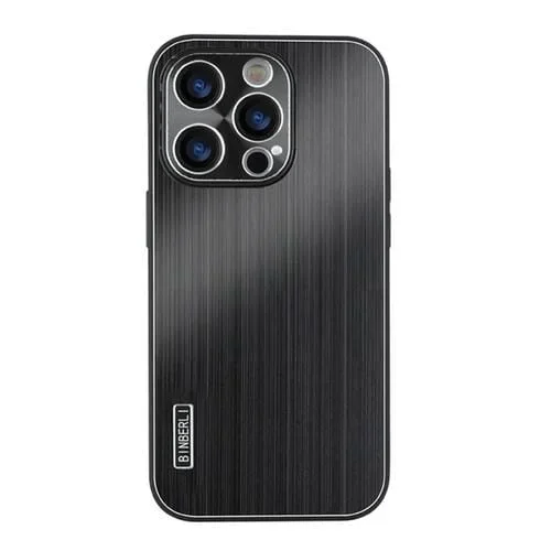 Estuche híbrido para iPhone 13 Pro Max Aleación de aluminio cepillado a prueba de golpes (Negro)