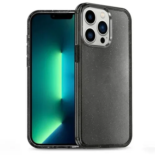 Estuche híbrido para iPhone 13 Pro Max Glitter Powder TPU para teléfono para PC (Negro)