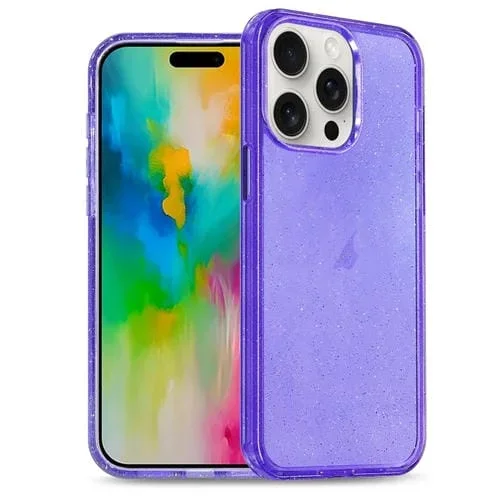Estuche híbrido para iPhone 16 Pro Max Glitter Powder TPU para teléfono para PC (Púrpura)