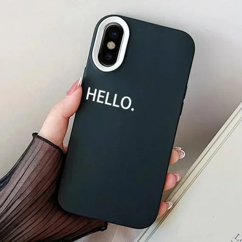 Estuche híbrido para iPhone Xs Max Hello Word PC y TPU (Negro)
