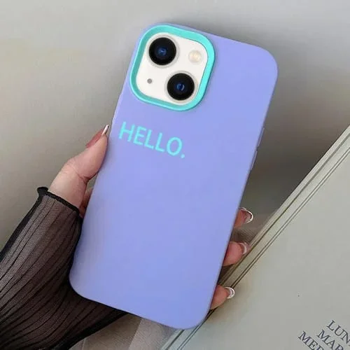 Estuche híbrido para teléfono iPhone 13 Mini Hello Word PC TPU (Púrpura)
