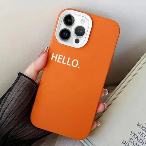 Estuche híbrido para teléfono iPhone 13 Pro Hello Word PC TPU (Naranja)