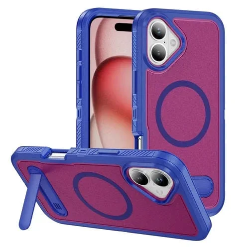 Estuche Híbrido TPU y PC con Soporte Magsafe para iPhone 16 Plus (Azul, Rosa y Rojo)