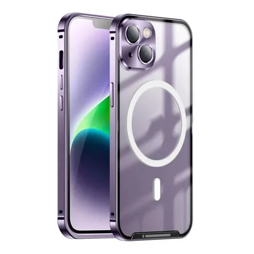 Estuche Magnético para iPhone 15 Plus Magsafe de Metal Esmerilado (Púrpura)
