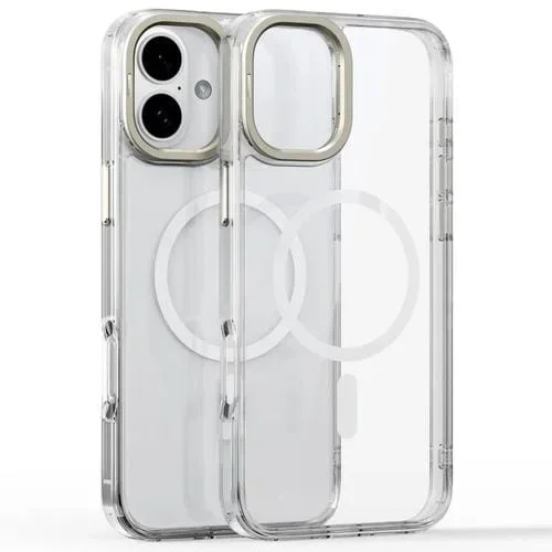 Estuche Magnético para Teléfono Magsafe con Soporte para Lente de Espejo para iPhone 16 (Transparente)