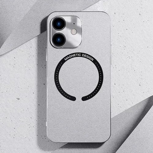 Estuche Magsafe para iPhone 11 de Cuero Electrochapado (Gris Plateado)