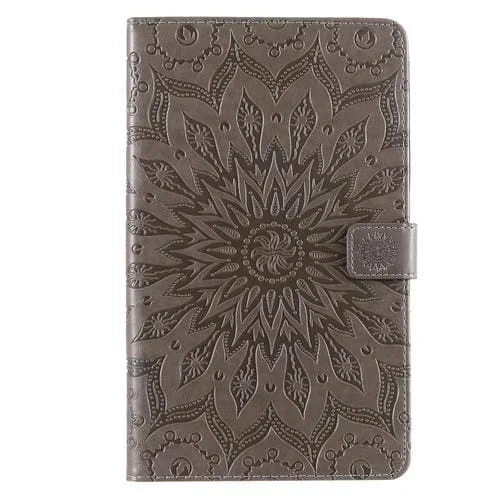 Estuche para Galaxy Tab A 8.0 (2019) T295/T290 Cuero Tapa Horizontal Soporte Ranuras Tarjetas Billetera (Gris)