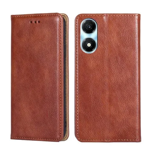 Estuche para Honor X5 Plus 4G y Play 40C de Cuero Magnético con Aceite Brillante (Marrón)