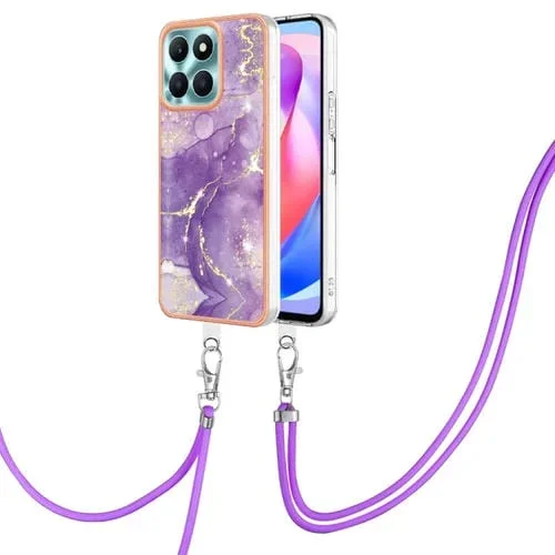 Estuche para Honor X6A Imd Doble Cara Mármol Galvanizado con Cordón (Púrpura)
