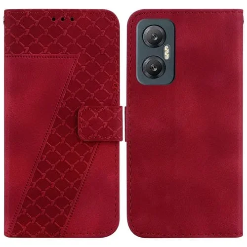 Estuche para Infinix Hot 20 5G de Cuero En Relieve en Forma de 7 (Rojo)