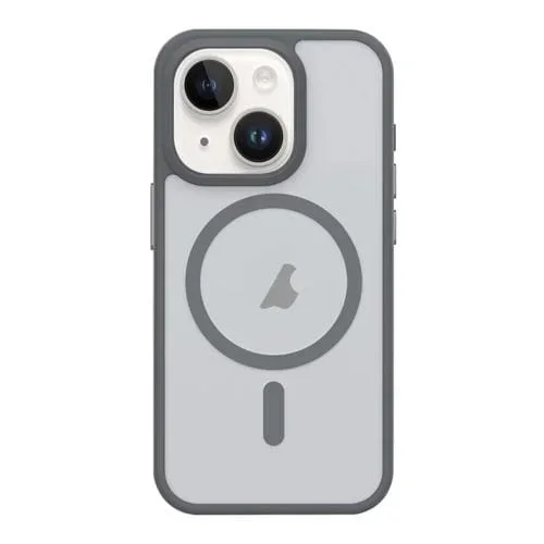 Estuche para iPhone 13 Botón de Metal Sensación de Piel Magsafe Mate a Prueba de Golpes (Gris)