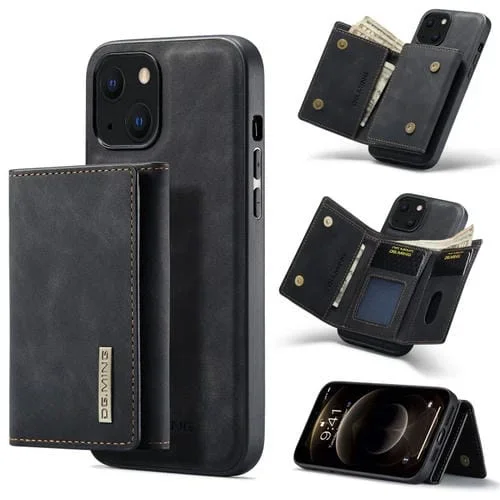 Estuche para iPhone 13 Mini Dg.Ming M1 Series 3-Fold Multi Card Wallet a Prueba de Golpes con Soporte (Negro)