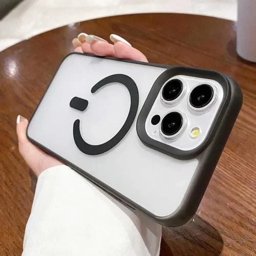 Estuche para iPhone 15 Pro Magsafe Transparente Esmerilado Doble Cara (Negro)