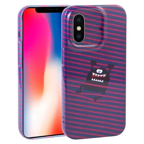 Estuche para iPhone X Xs PC Cobertura Total de Red a Prueba de Polvo (Pequeño Monstruo)