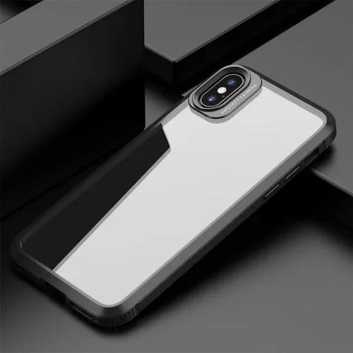 Estuche para iPhone Xs Max Serie Mg Fibra de Carbono TPU + PC Transparente Airbag de Cuatro Esquinas (Negro)