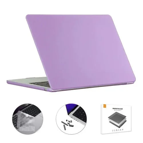 Estuche para MacBook Air 13.6 Enkay A2681 3 en 1 Mate con Película de Teclado TPU y Tapones Antipolvo (Púrpura Claro)