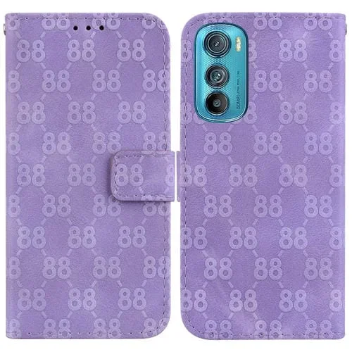 Estuche para Motorola Edge 30 de Cuero en Relieve con Doble Forma de 8 (Púrpura)