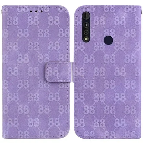Estuche para Motorola Moto G8 Power Lite de Cuero en Relieve Doble Forma 8 (Púrpura)