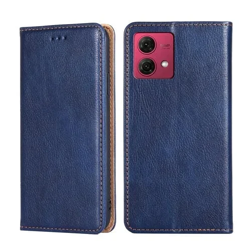 Estuche para Motorola Moto G84 5G de Cuero Magnético con Aceite Brillante (Azul)