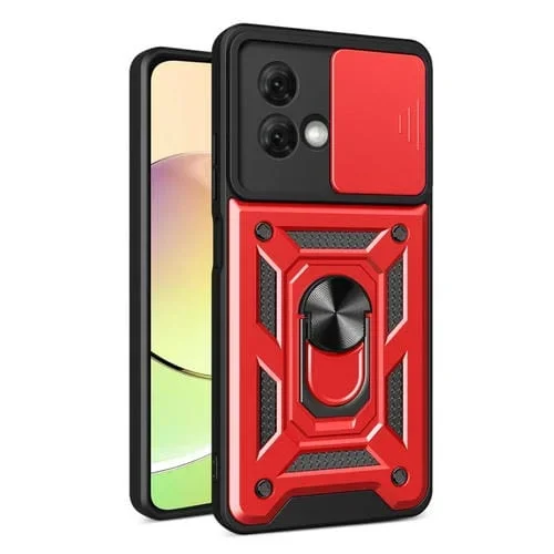Estuche para Motorola Moto G84 Cubierta de Cámara Deslizante Híbrido TPU PC (Rojo)