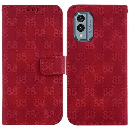 Estuche para Nokia C31 de Cuero en Relieve con Doble Forma de 8 (Rojo)
