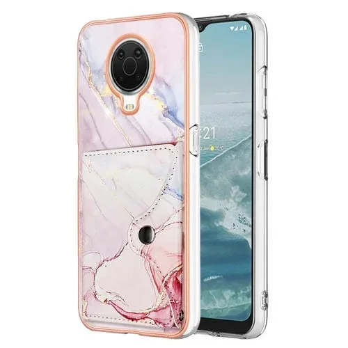 Estuche para Nokia G20 y G10 con Ranura para Tarjeta y Patrón Mármol (Oro Rosa)