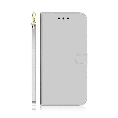 Estuche para Nokia G42 de Cuero con Superficie de Espejo Imitado (Plata)