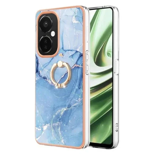 Estuche para OnePlus Nord Ce 3 5G y Ce 3 Lite 5G Imd Doble Cara Mármol Galvanizado con Anillo (Azul)