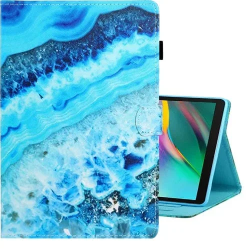 Estuche para Tablet Galaxy Tab a 10.1 (2019) T510 Cuero Pu Tapa Horizontal Dibujo Coloreado Soporte Ranura Tarjeta (Mármol Azul)