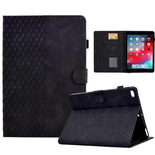 Estuche para Tableta Inteligente iPad 9.7 2017 2018 Air Air 2 Cuero En Relieve con Rombos (Negro)
