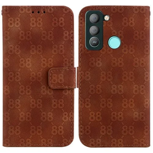 Estuche para Tecno Camon 18 / 18 P de Cuero en Relieve Doble en Forma de 8 (Marrón)