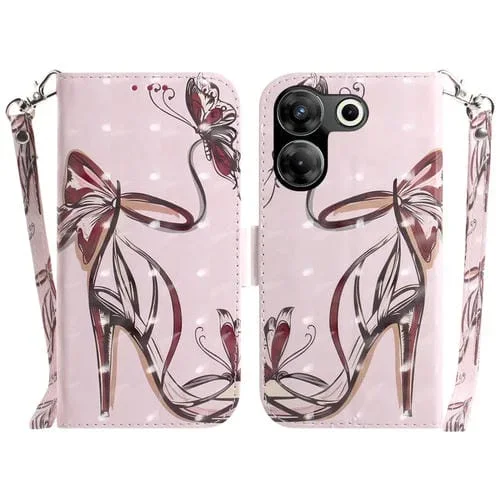 Estuche para Tecno Camon 20 Pro 4G y 20 Cuero con Tapa Horizontal 3D (Mariposa)