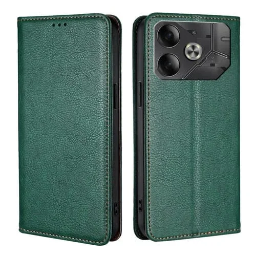 Estuche para Tecno Pova 6 5G de Cuero Magnético con Aceite Brillante (Verde)