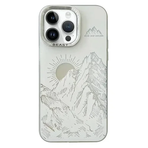 Estuche para teléfono 2 en 1 iPhone 14 Pro Max con marco de galvanoplastia Aurora (Blanco Amanecer)