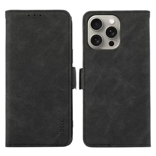 Estuche para Teléfono Abeel iPhone 15 Pro Max Cuero Rfid Magnético Esmerilado (Negro)