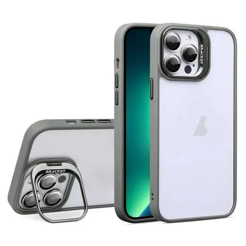 Estuche para Teléfono Acrílico + TPU U1 Soporte Lente Invisible para iPhone 13 Pro Max (Gris)