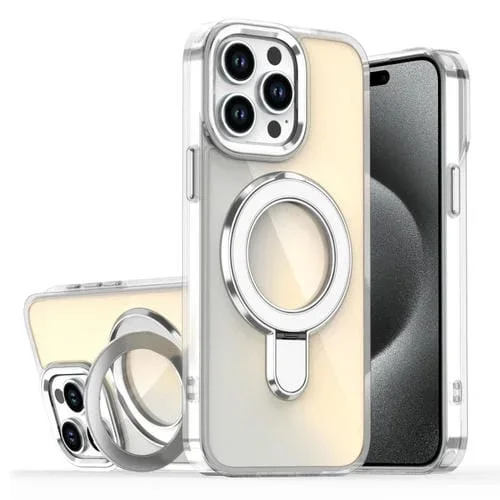 Estuche para Teléfono Apple iPhone 15 Pro Max con Soporte Magsafe y Revestimiento Degradado (Transparente)