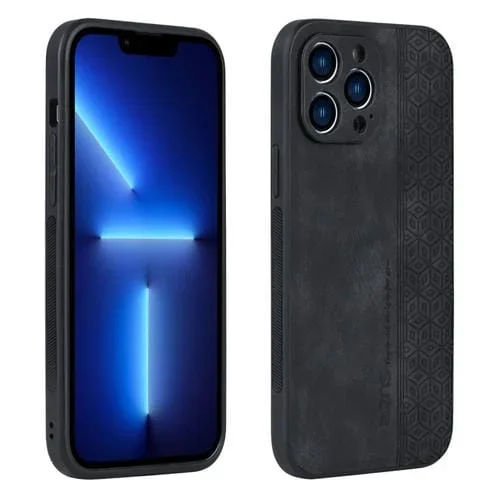 Estuche para Teléfono Azns iPhone 13 Pro Sensación de Piel en Relieve 3D (Negro)