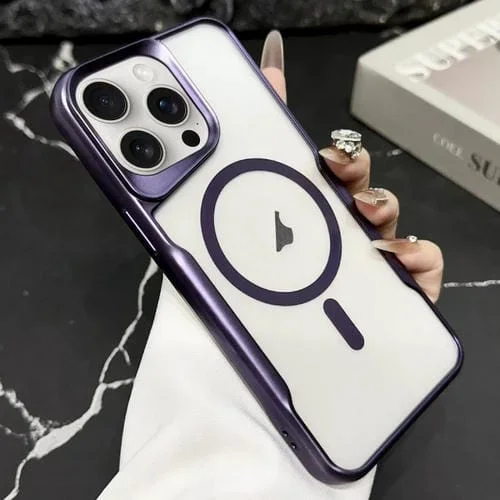 Estuche para teléfono Blade Galvanoplastia para iPhone 14 Pro Max Magnético Magsafe Esmerilado (Púrpura)