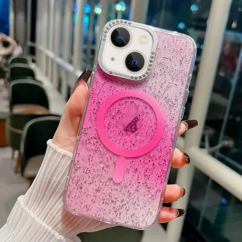 Estuche para Teléfono Blink Series con Marco de Lente de Metal e Imán Magsafe para iPhone 14 (Rosa)