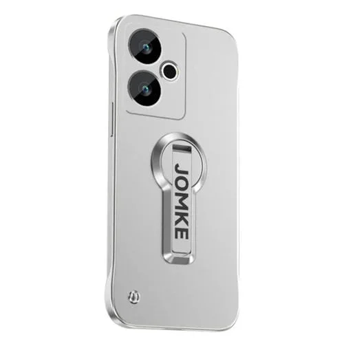 Estuche para Teléfono con Soporte Giratorio de 360 Grados y Barniz para Hornear Redmi Turbo 3, sin Marco, para PC (Plateado)