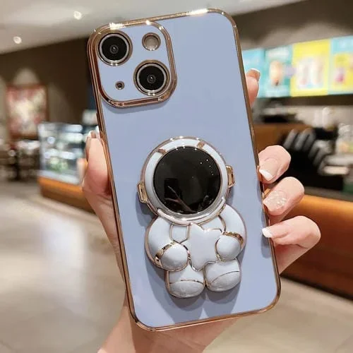 Estuche para Teléfono Embrace Stars iPhone 14 con Soporte Astronauta Galvanizado (Azul)