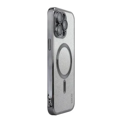 Estuche para Teléfono Enkay Hat-Prince iPhone 13 Pro Max a Prueba de Golpes con Brillo Magnético y Película para Lentes (Plateado)